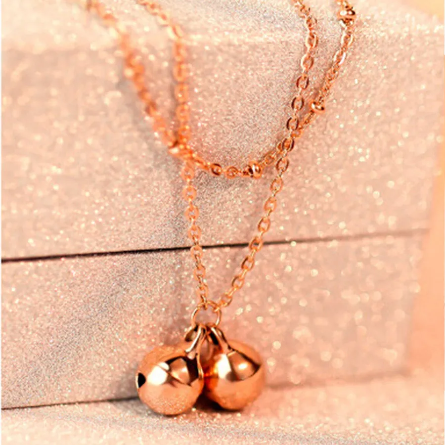 Layered Anklet Bell Pendant Plated Metal Satellite O Chain