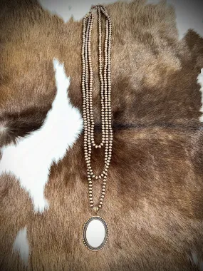 Layered Beaded Western Necklace with Stone