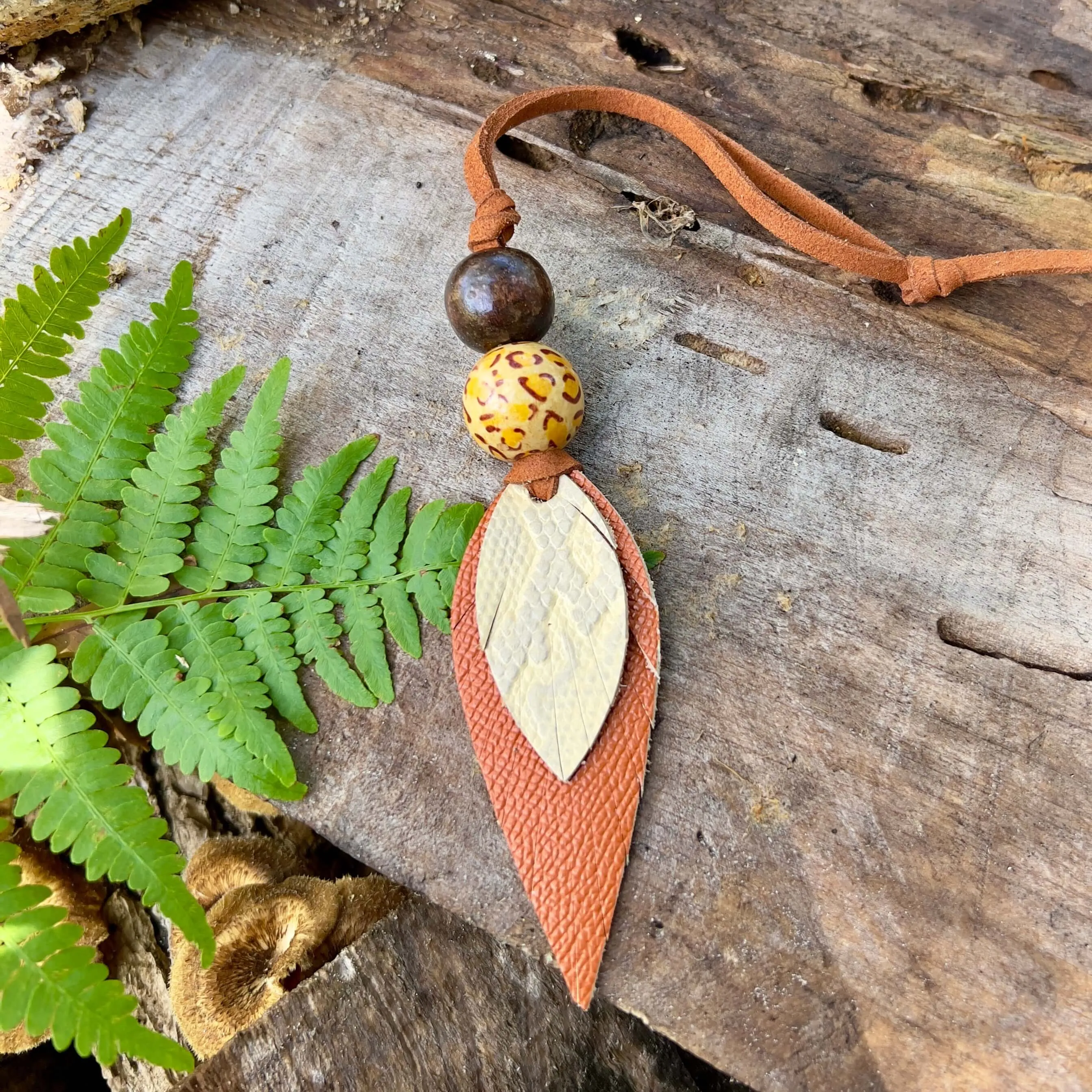 Leather Feather Boho Purse Charm