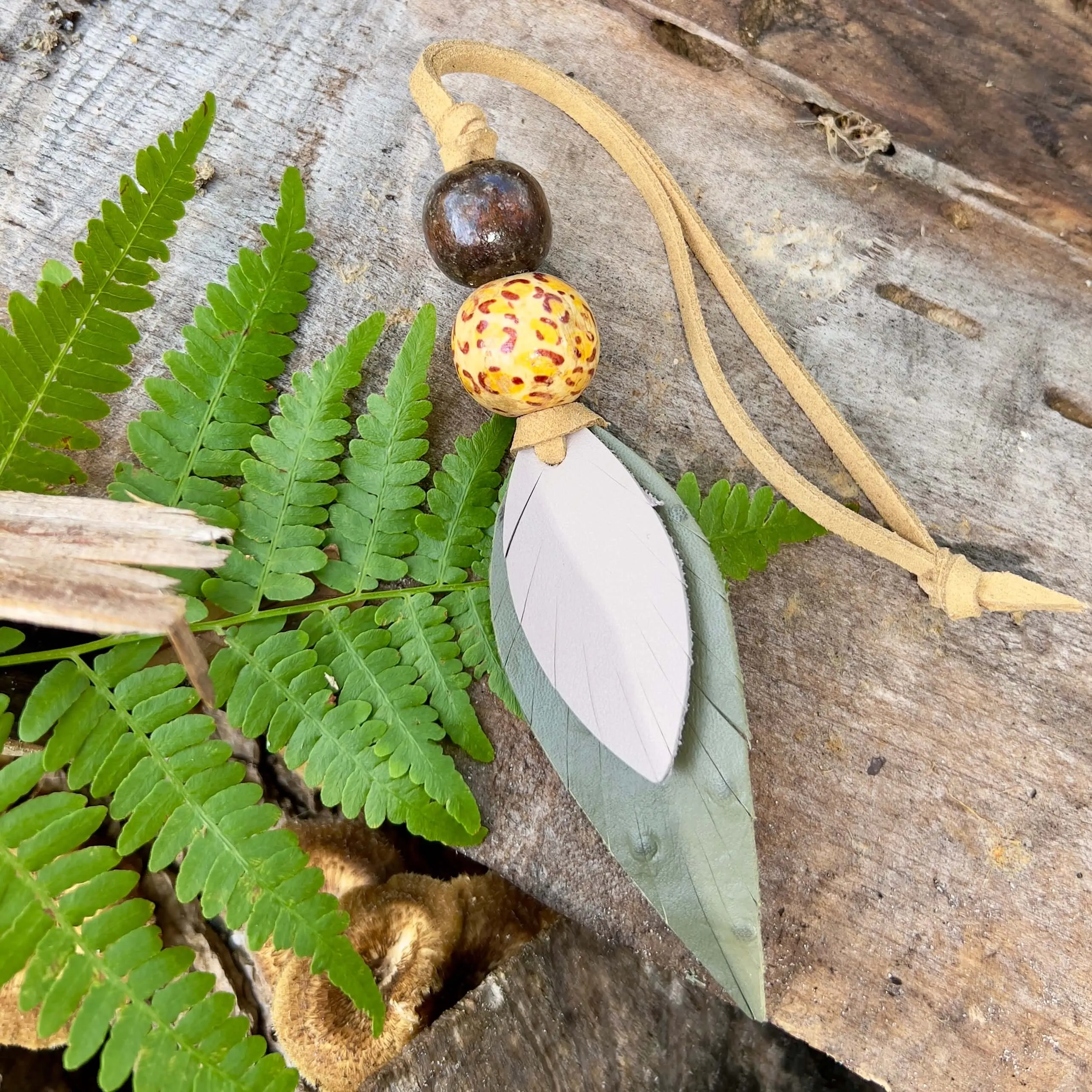 Leather Feather Boho Purse Charm