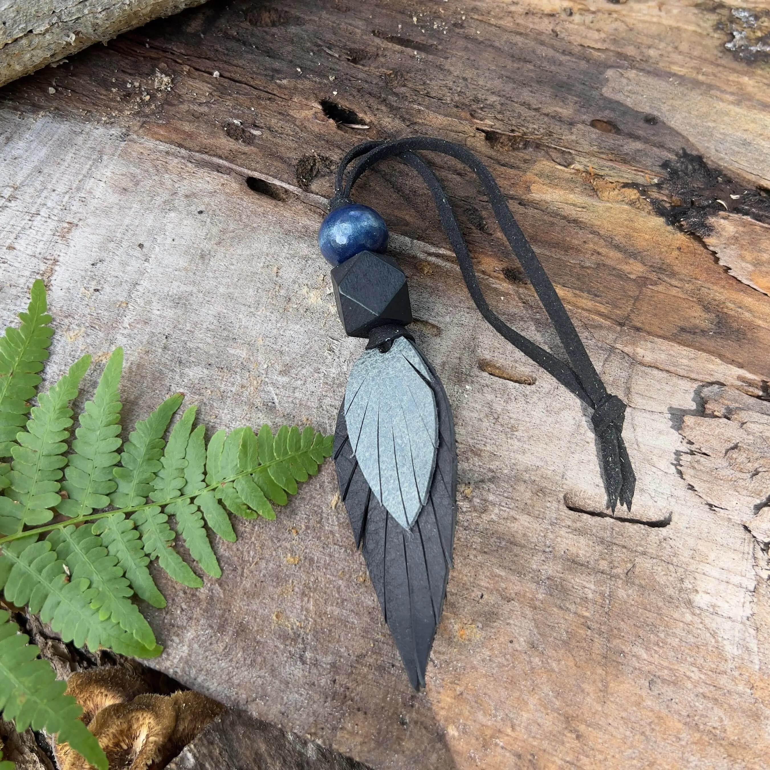 Leather Feather Boho Purse Charm