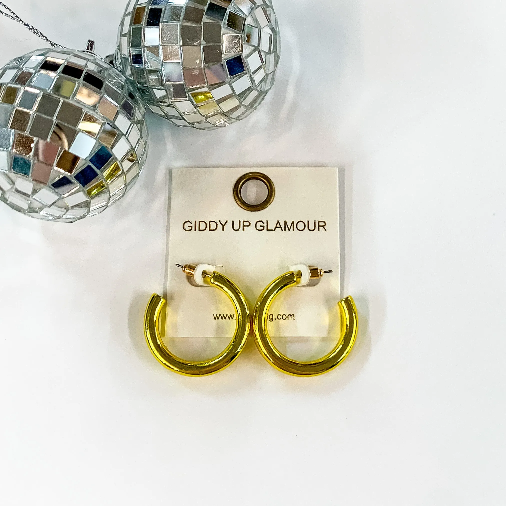 Light Up Small Neon Hoop Earrings In Yellow