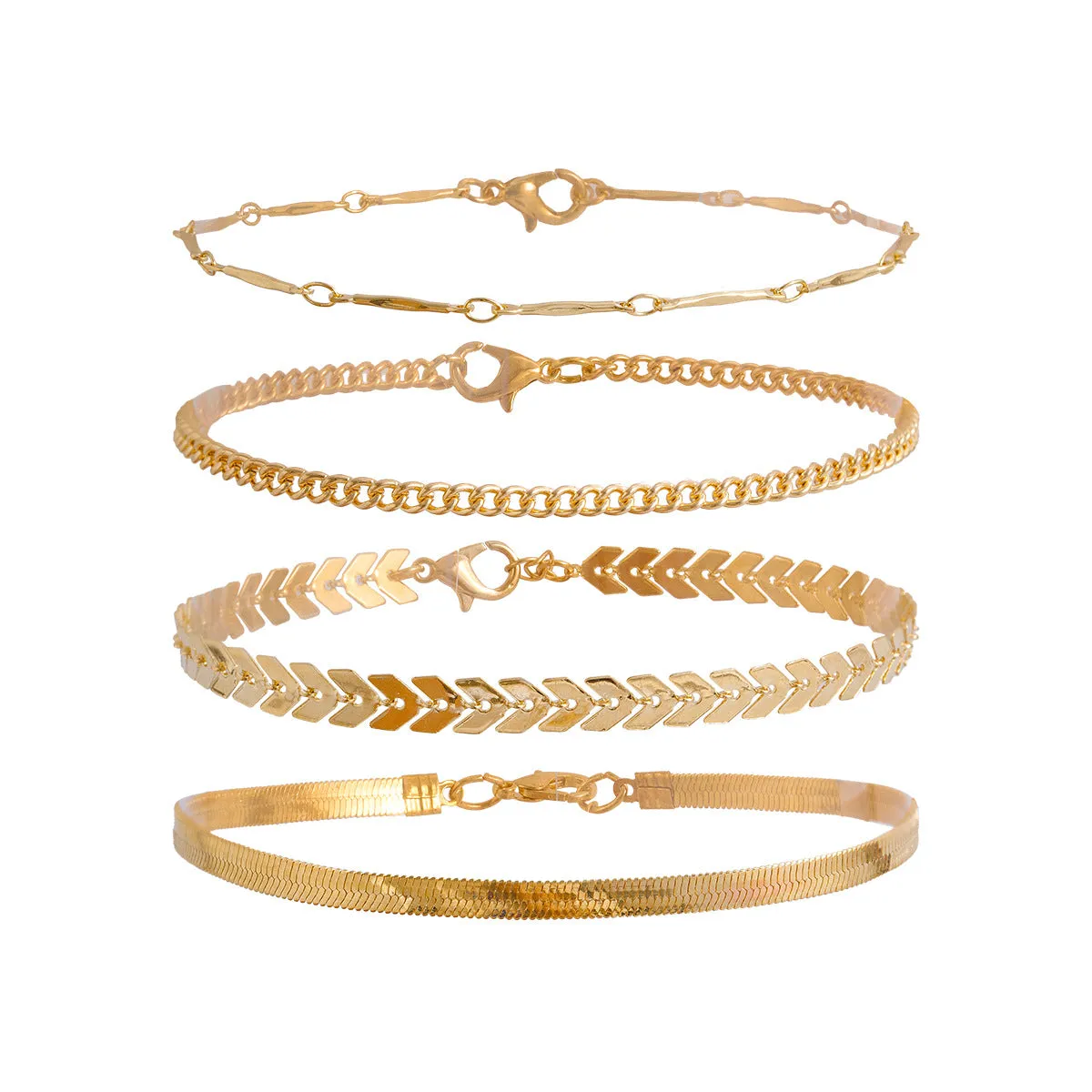 Love Beaded Punk Chain Foot Chain Set Hip Hop Personalized Snake Bone Chain Foot Anklet