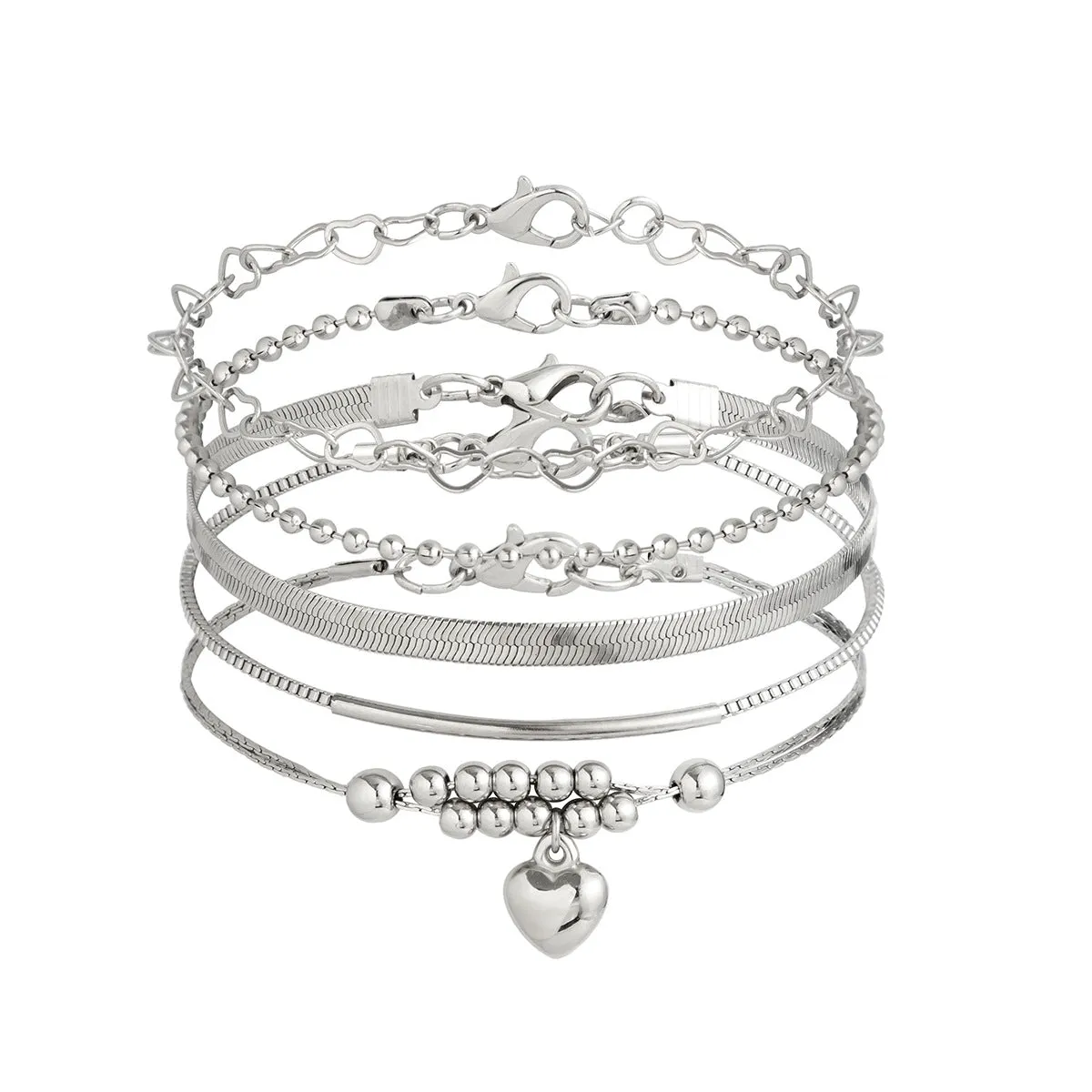 Love Beaded Punk Chain Foot Chain Set Hip Hop Personalized Snake Bone Chain Foot Anklet