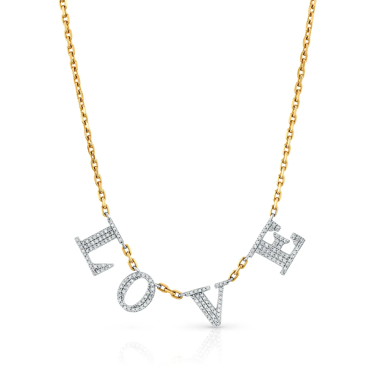 LOVE LOCK DOWN CHAIN W/ PAVE DIAMONDS, 14kt Gold