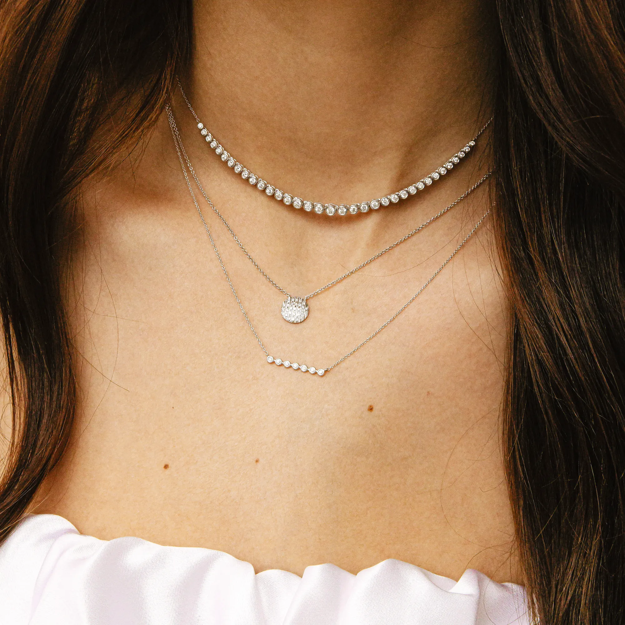 Lulu Jack Graduating Bezel Tennis Necklace