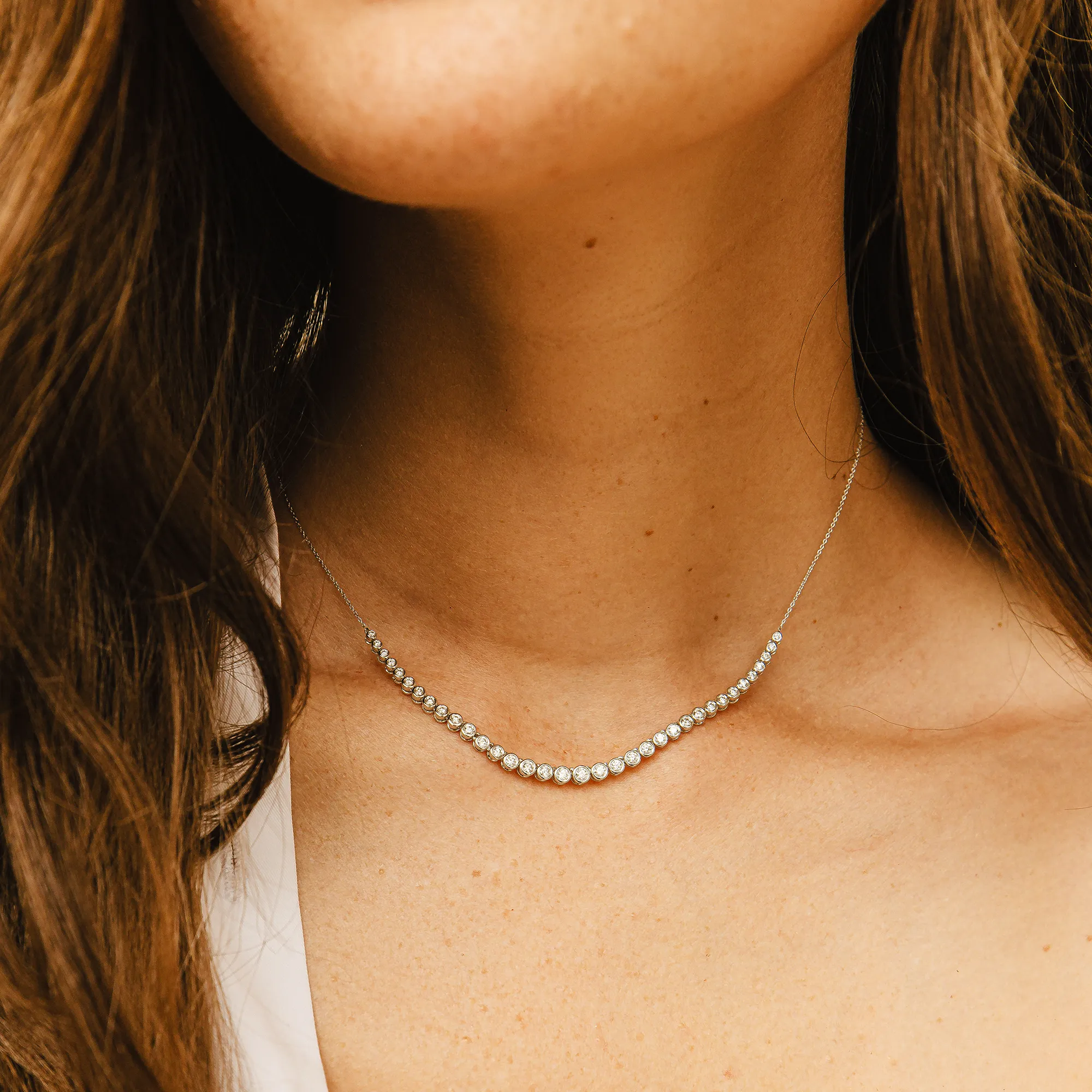 Lulu Jack Graduating Bezel Tennis Necklace