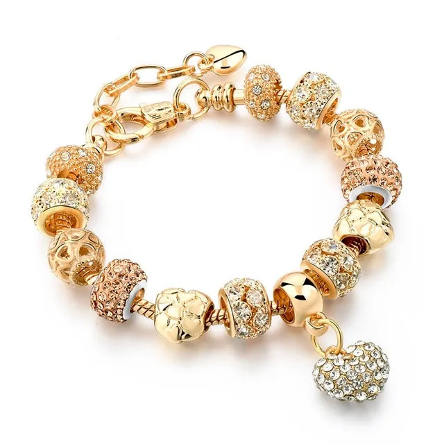 Luxury Crystal Heart/Charm Gold Bracelets For Women fashionable Jewelry