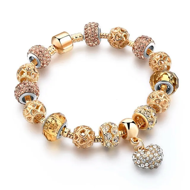 Luxury Crystal Heart/Charm Gold Bracelets For Women fashionable Jewelry