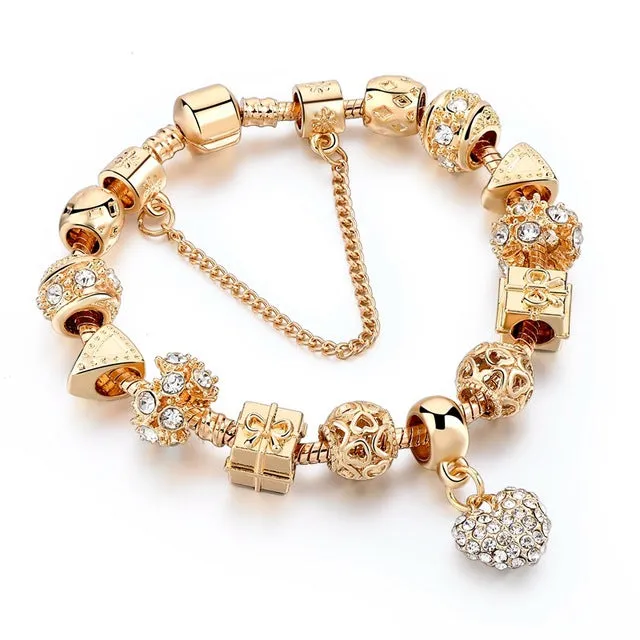 Luxury Crystal Heart/Charm Gold Bracelets For Women fashionable Jewelry
