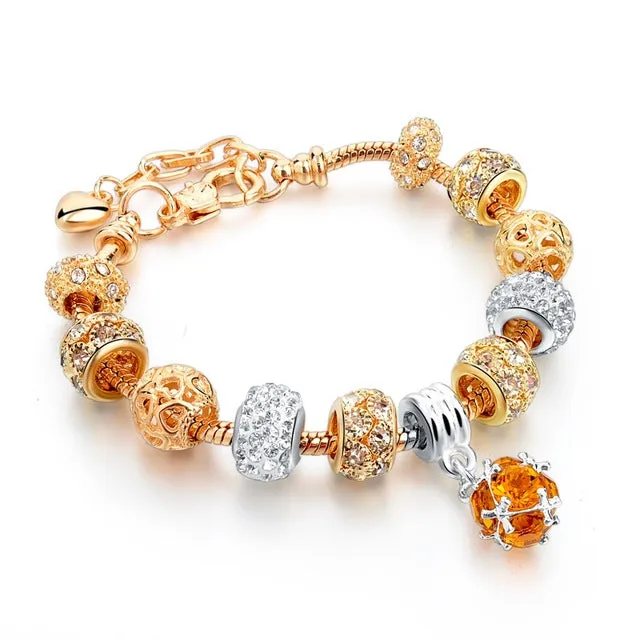 Luxury Crystal Heart/Charm Gold Bracelets For Women fashionable Jewelry