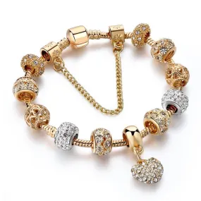 Luxury Crystal Heart/Charm Gold Bracelets For Women fashionable Jewelry