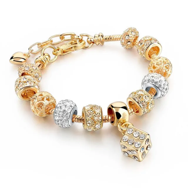 Luxury Crystal Heart/Charm Gold Bracelets For Women fashionable Jewelry
