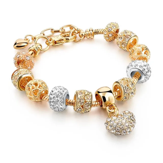 Luxury Crystal Heart/Charm Gold Bracelets For Women fashionable Jewelry