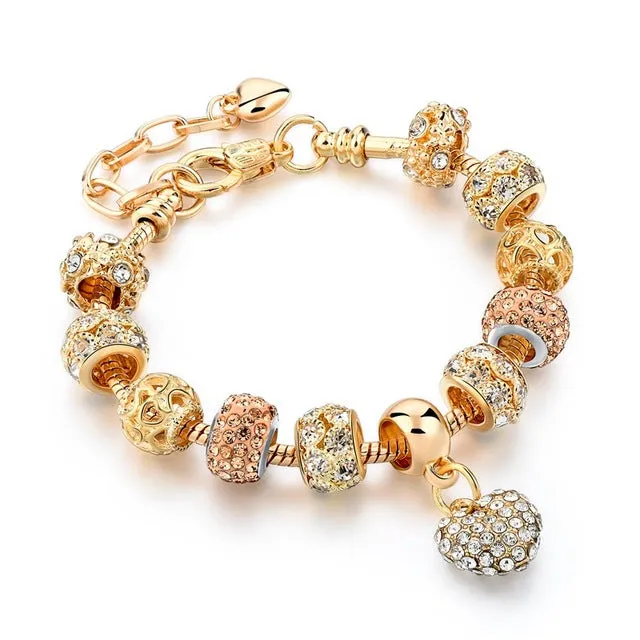 Luxury Crystal Heart/Charm Gold Bracelets For Women fashionable Jewelry