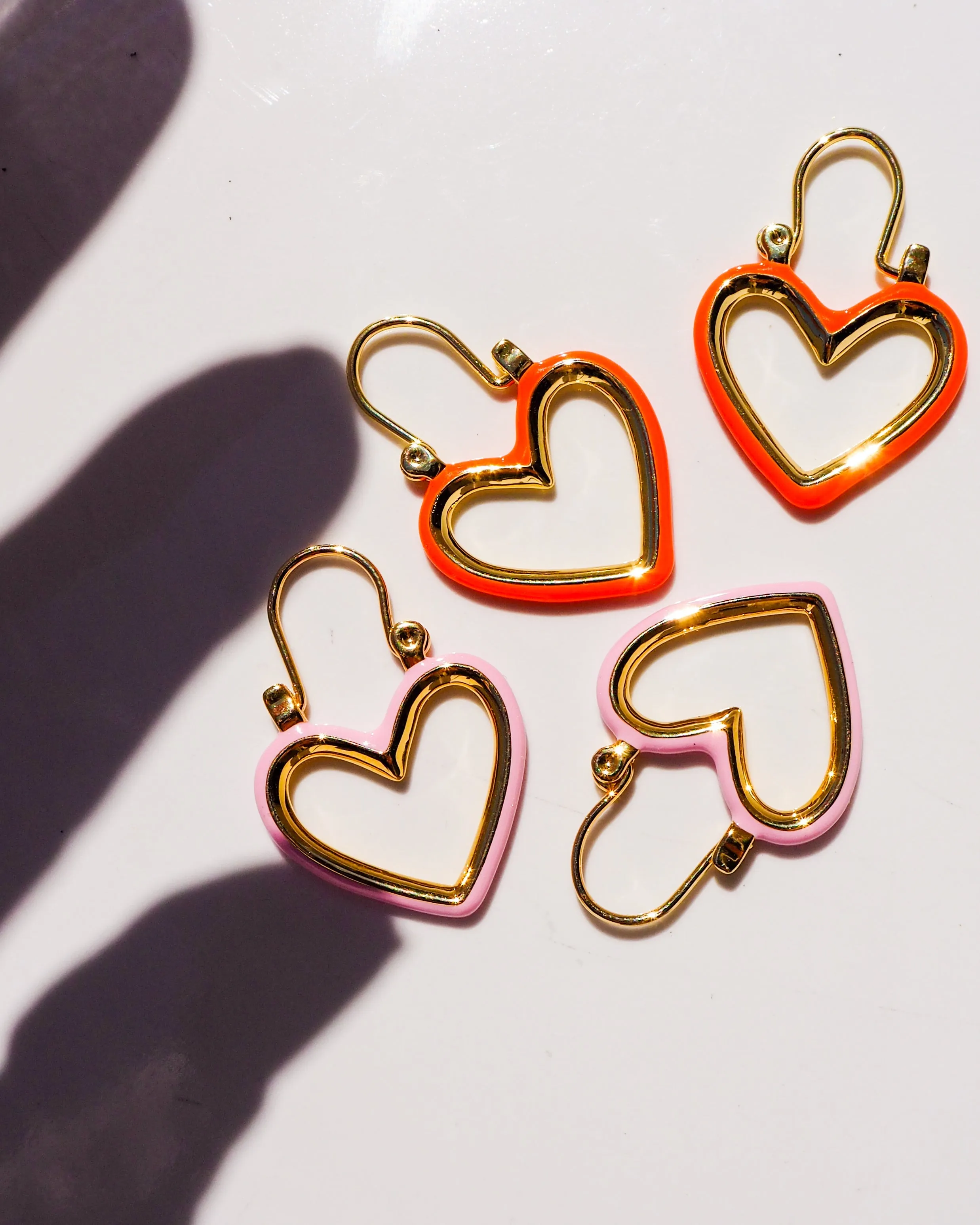 Mini Heartbreaker Hoops- Baby Pink- Gold