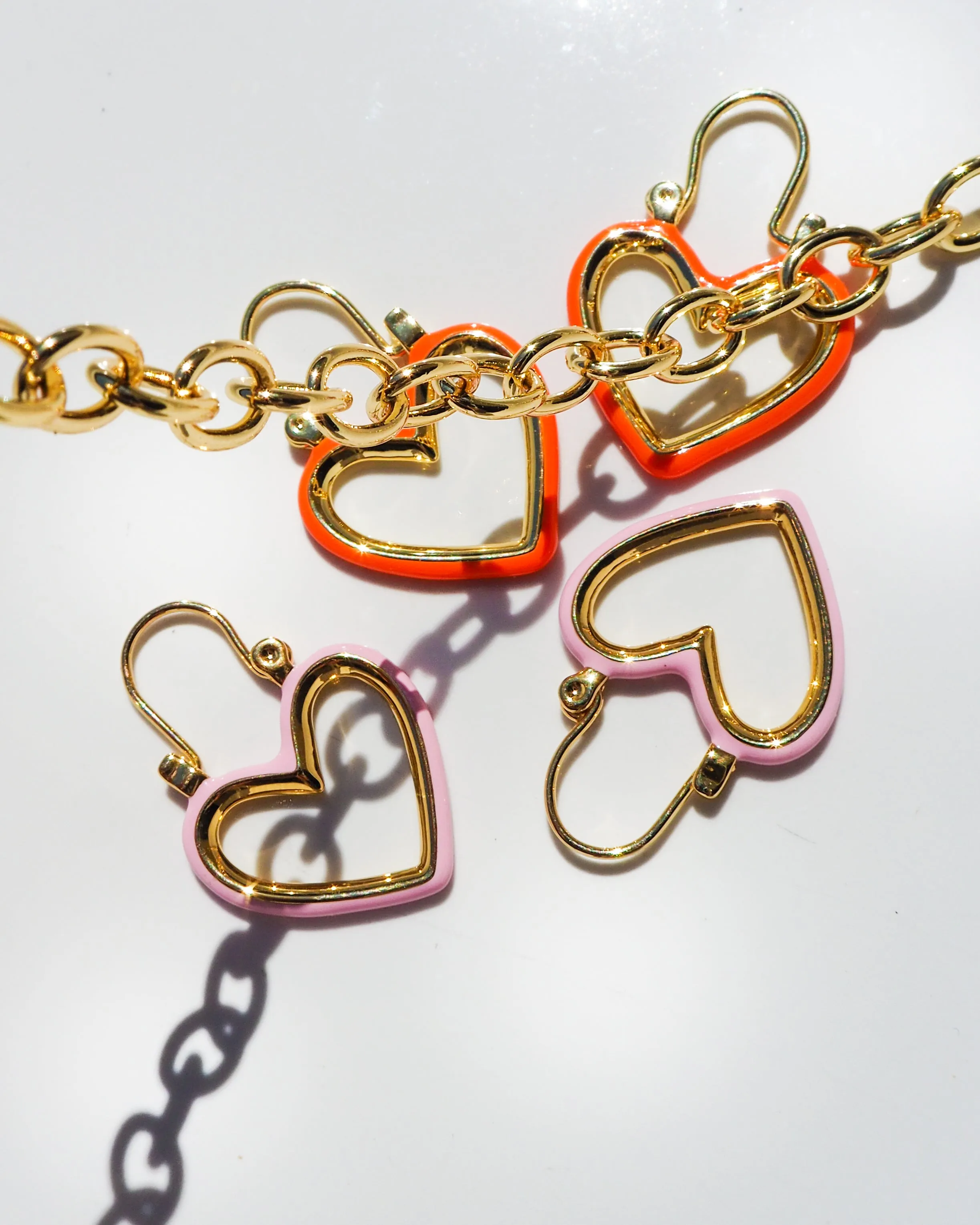 Mini Heartbreaker Hoops- Baby Pink- Gold