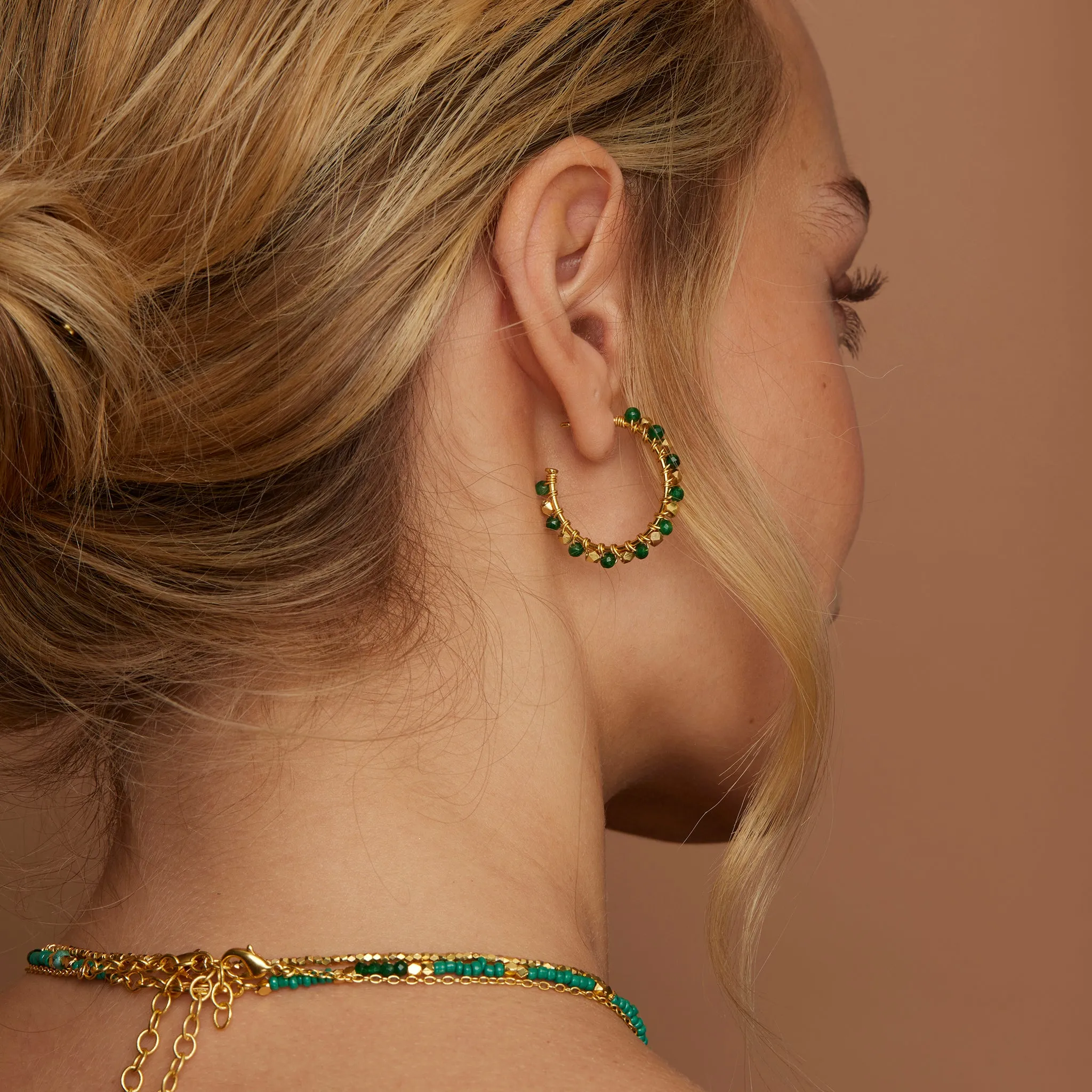 Mini Riva Green Agate Earrings