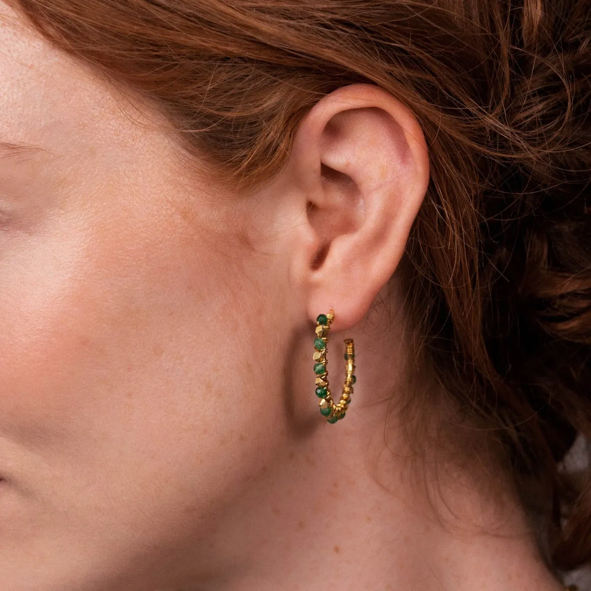 Mini Riva Green Agate Earrings