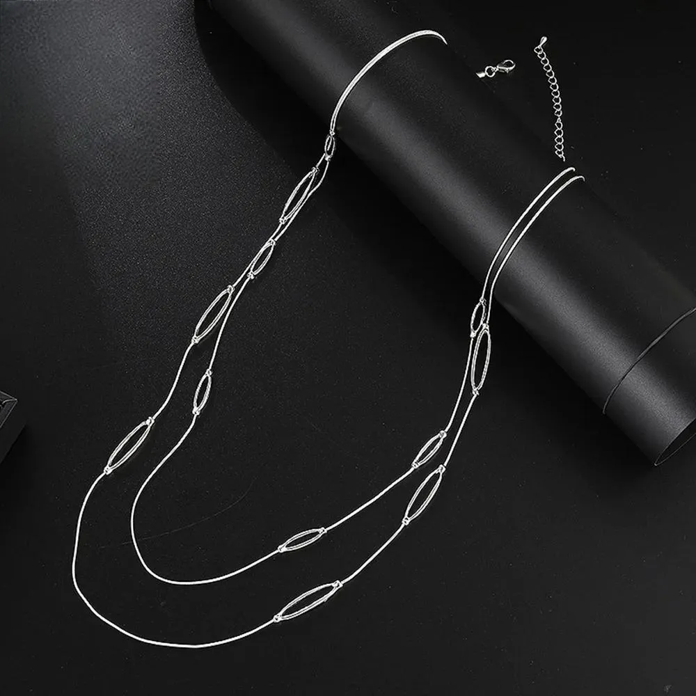 Minimalist Geometric Long Sweater Chain Pendant Necklace