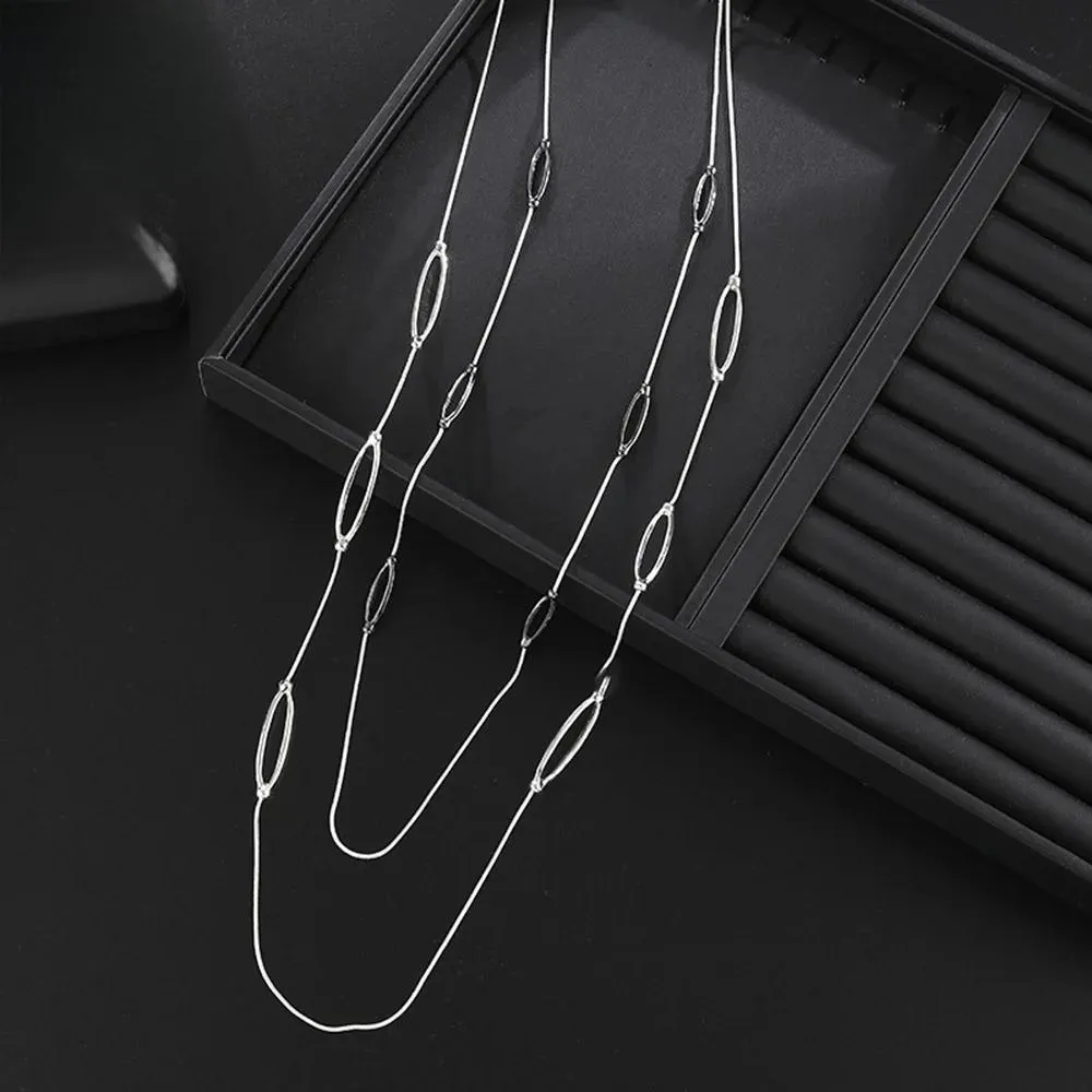 Minimalist Geometric Long Sweater Chain Pendant Necklace
