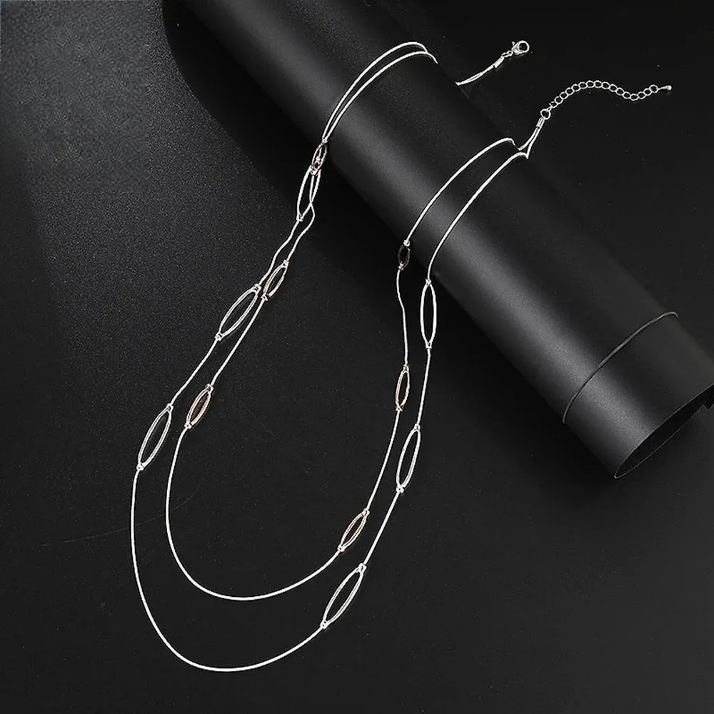 Minimalist Geometric Long Sweater Chain Pendant Necklace