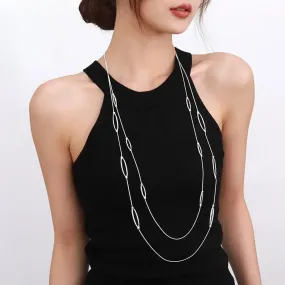 Minimalist Geometric Long Sweater Chain Pendant Necklace