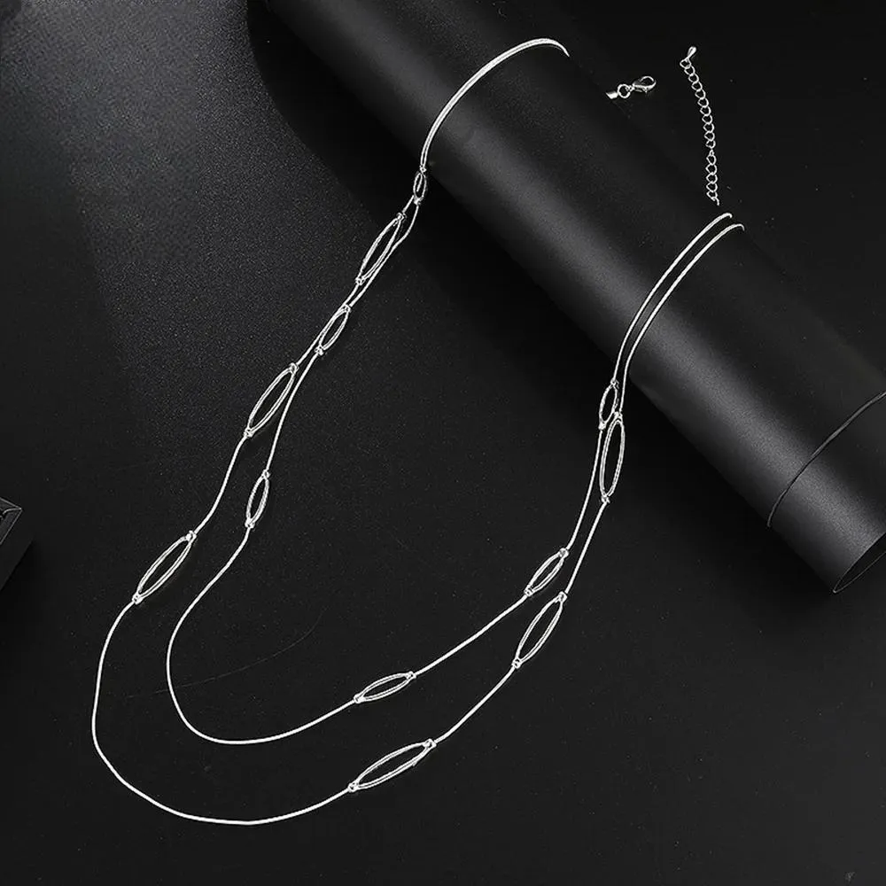 Minimalist Geometric Long Sweater Chain Pendant Necklace