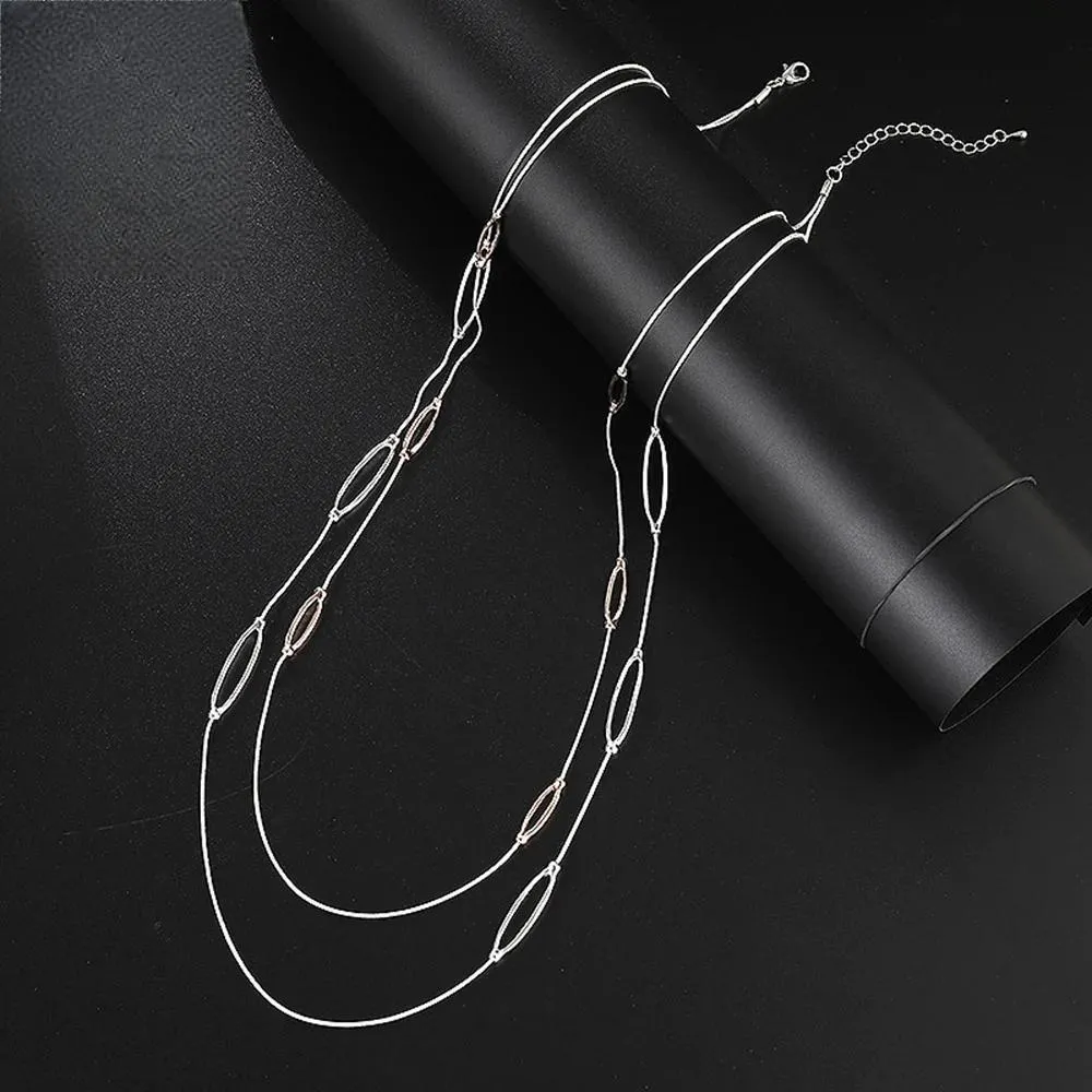Minimalist Geometric Long Sweater Chain Pendant Necklace