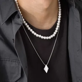 Minimalist Stainless Steel Geometric Rhombus Necklace for Men
