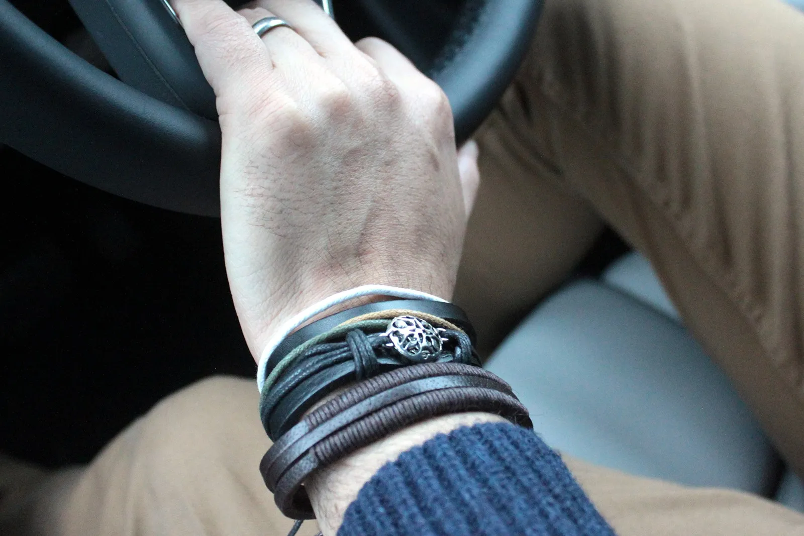 Moody & Blue Men's Bracelet Sets - Stylish Leather & Metal Charm Designs
