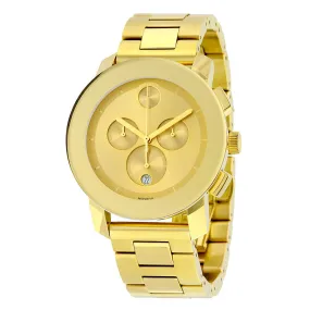 Movado Bold Chronograph Champagne Dial Gold Ion-plated Unisex Watch 3600141