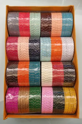 Multi color bangle set ( 12 bangles )      Size: 2.6 small, 2.8 medium, 2.10 large ( please check size from the chart )