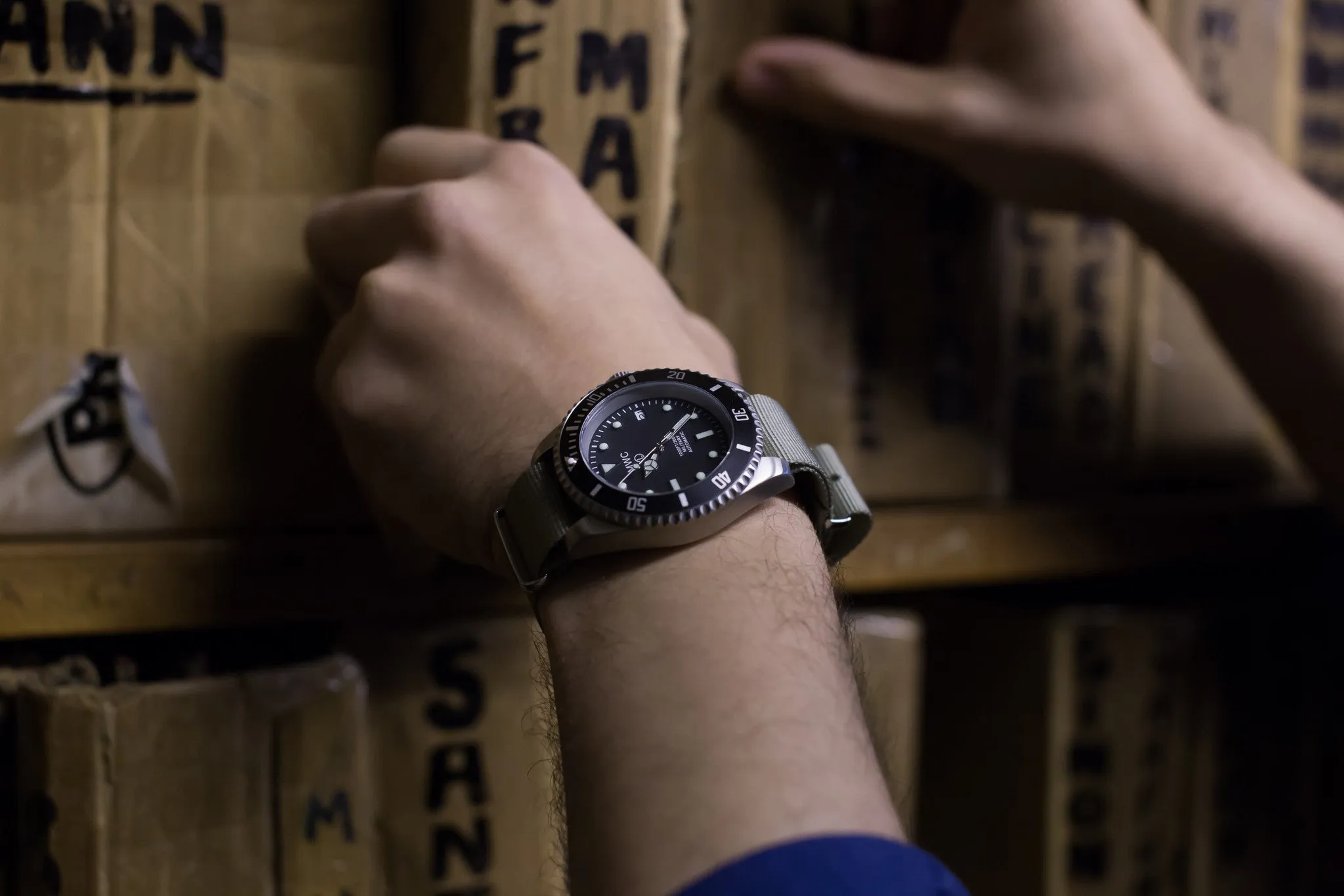 MWC 24 Jewel 300m Automatic Military Divers Watch with Sapphire Crystal and Ceramic Bezel on a NATO Webbing Strap