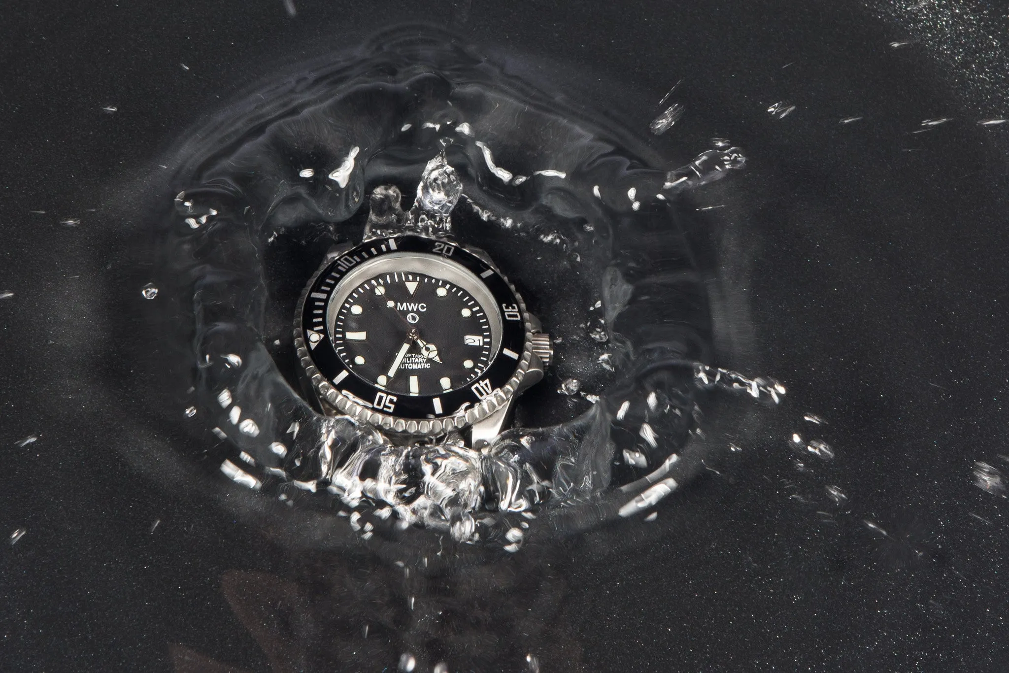 MWC 24 Jewel 300m Automatic Military Divers Watch with Sapphire Crystal and Ceramic Bezel on a NATO Webbing Strap
