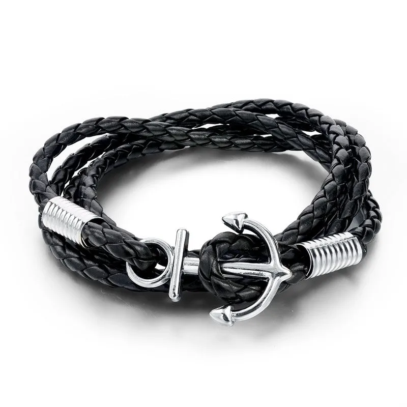 New Arrival Fashion Jewelry PU Leather Bracelet Men Anchor Bracelets For Women Best Friend Gift Pulsera