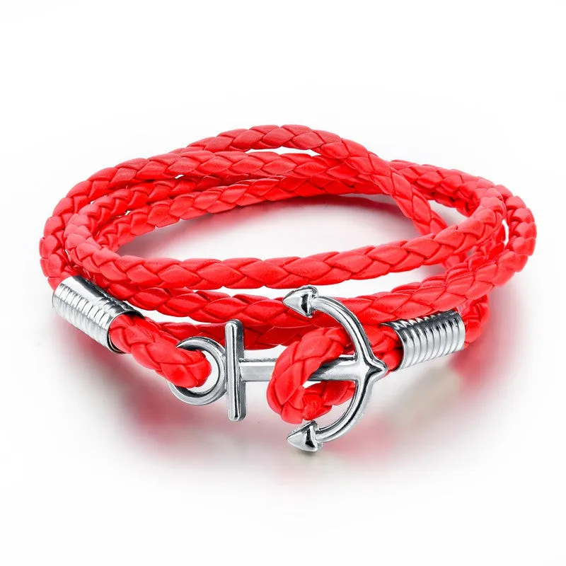 New Arrival Fashion Jewelry PU Leather Bracelet Men Anchor Bracelets For Women Best Friend Gift Pulsera