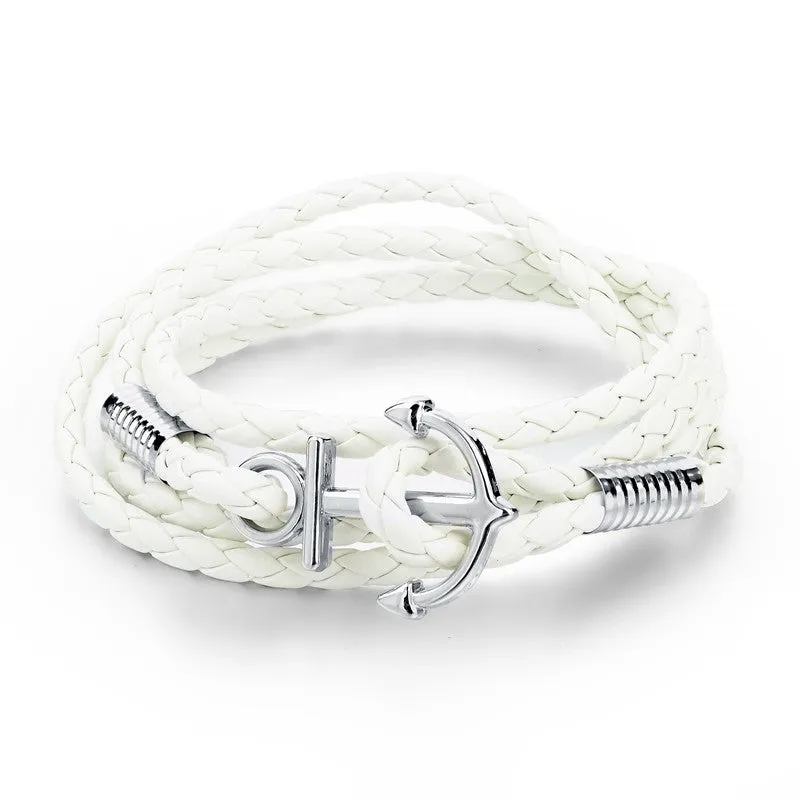 New Arrival Fashion Jewelry PU Leather Bracelet Men Anchor Bracelets For Women Best Friend Gift Pulsera