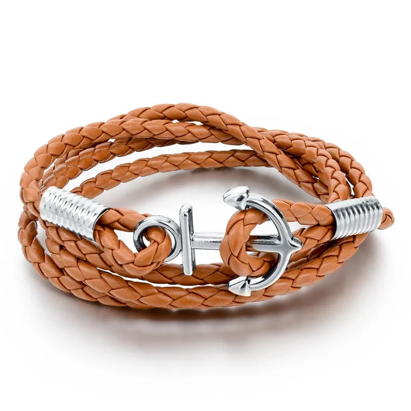 New Arrival Fashion Jewelry PU Leather Bracelet Men Anchor Bracelets For Women Best Friend Gift Pulsera