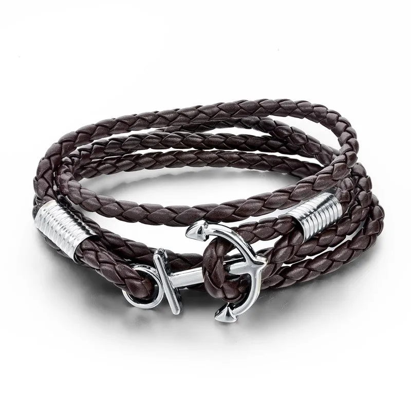New Arrival Fashion Jewelry PU Leather Bracelet Men Anchor Bracelets For Women Best Friend Gift Pulsera