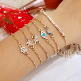 New Fashion Gothic Black Feather Lotus Bracelets Set