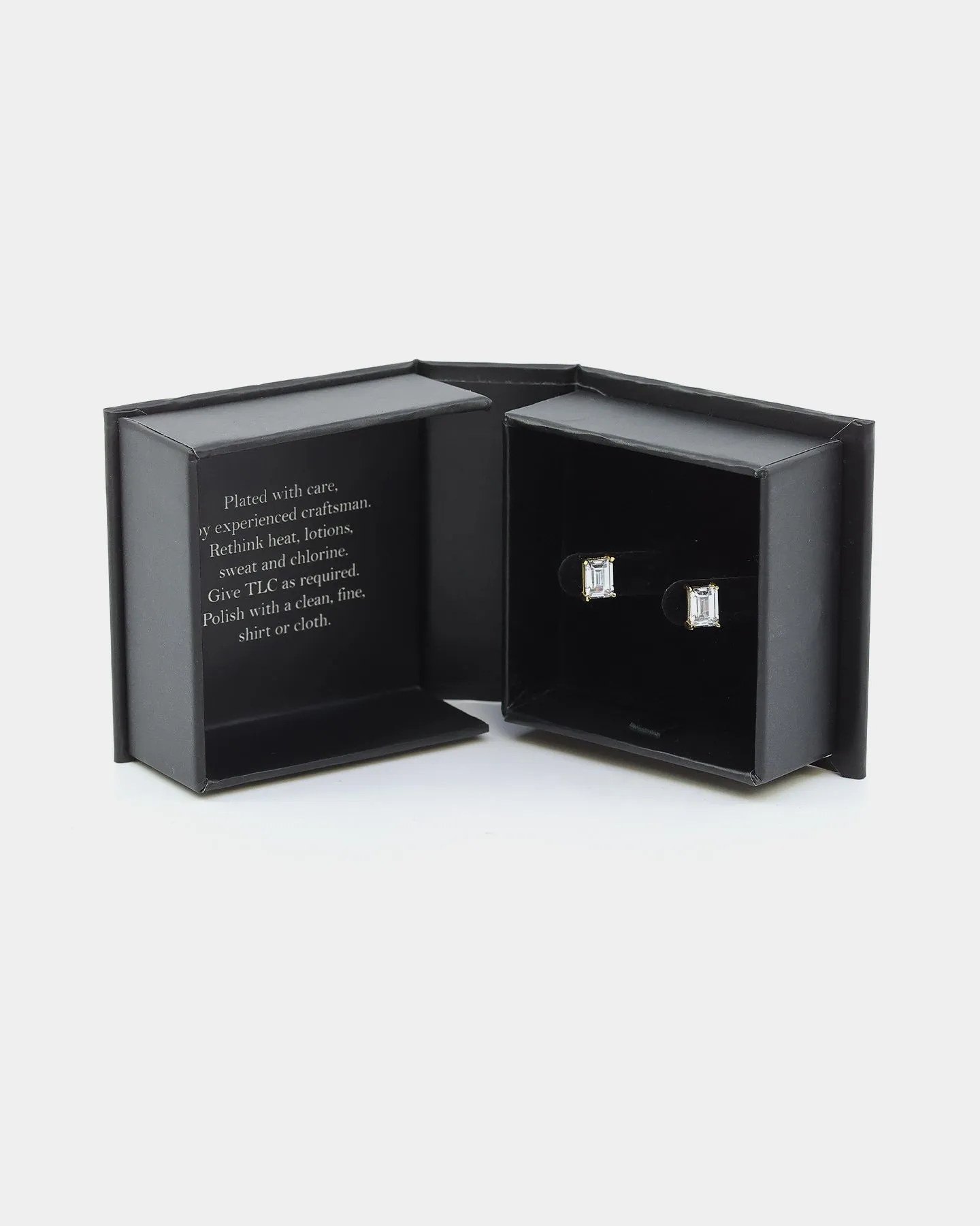 NXS Emerald Cut Earrings Iced Gold