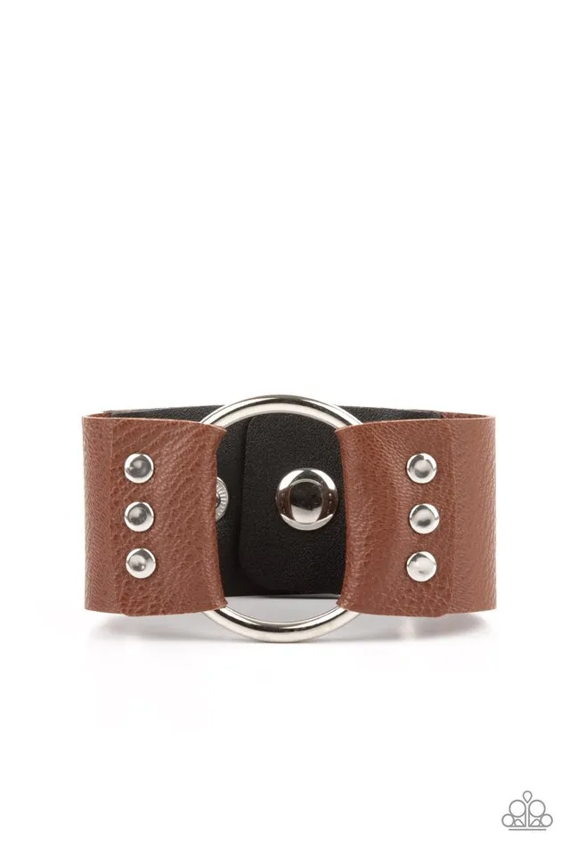 Paparazzi Bracelet ~ Moto Mayhem - Brown