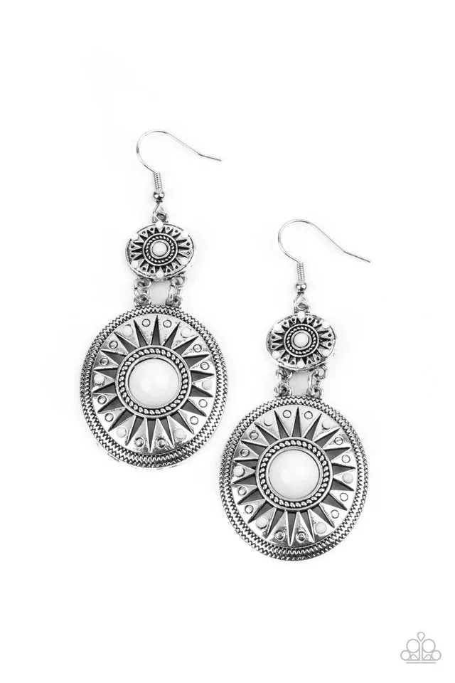 Paparazzi Earring ~ Temple of The Sun - White