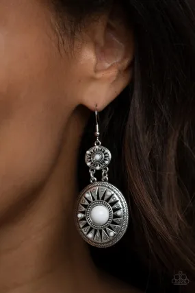 Paparazzi Earring ~ Temple of The Sun - White