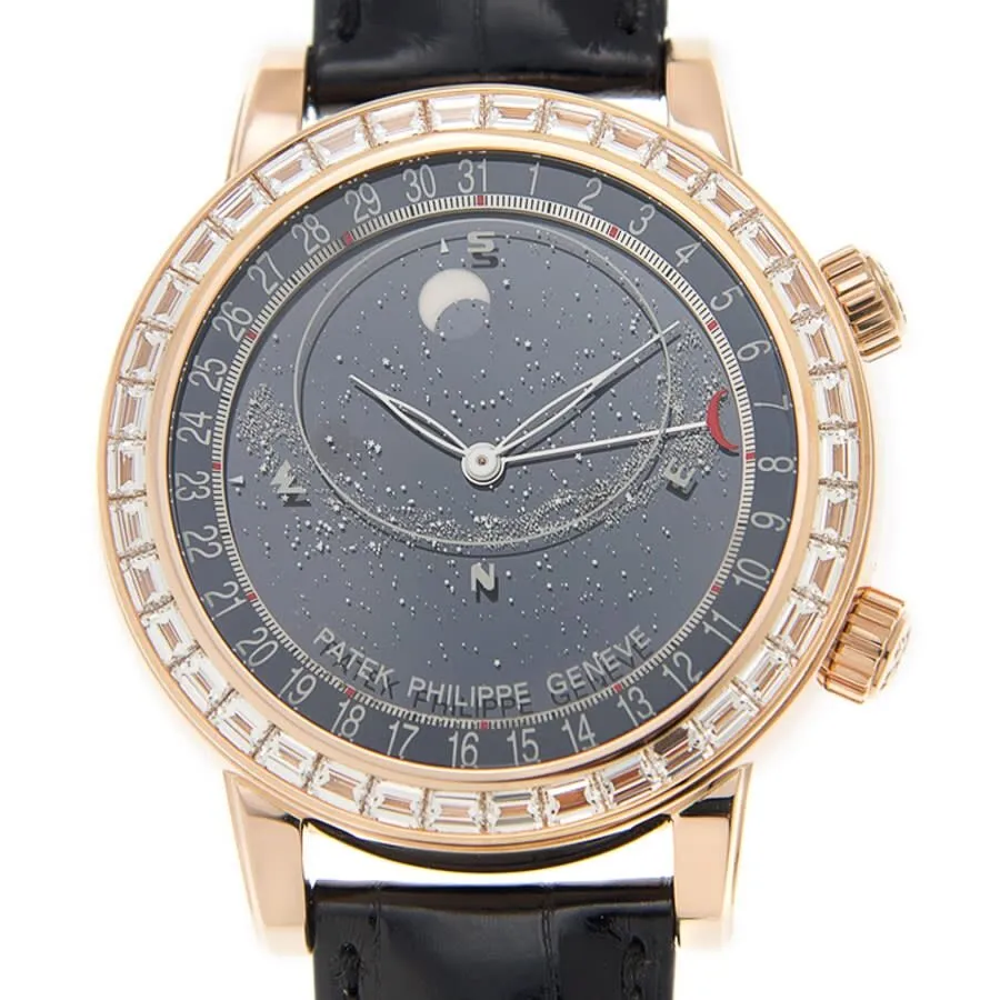Patek Philippe Grand Complications Diamond Black Dial Men's Watch 6104R-001