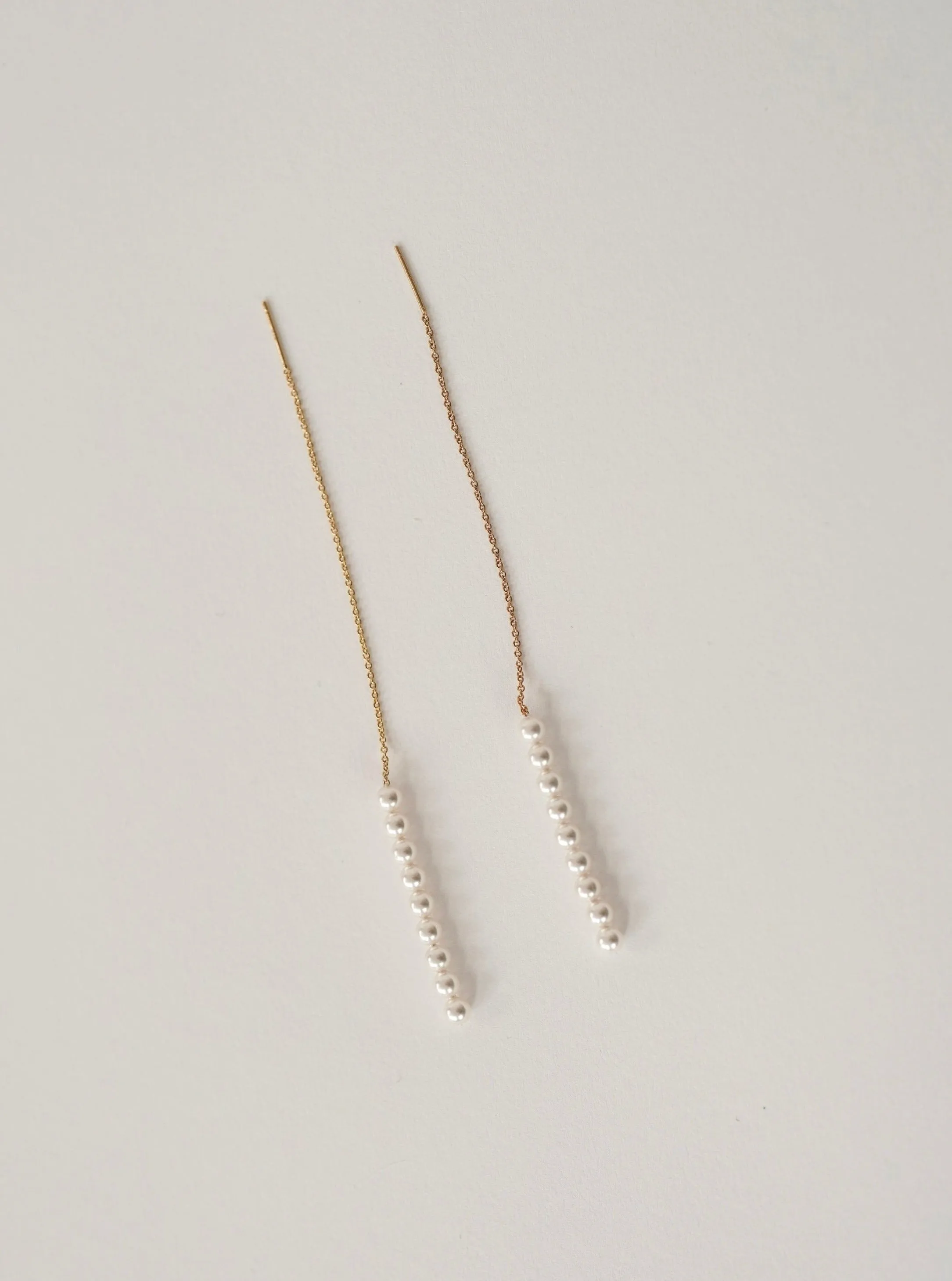 Pearl Drop Threader Earrings