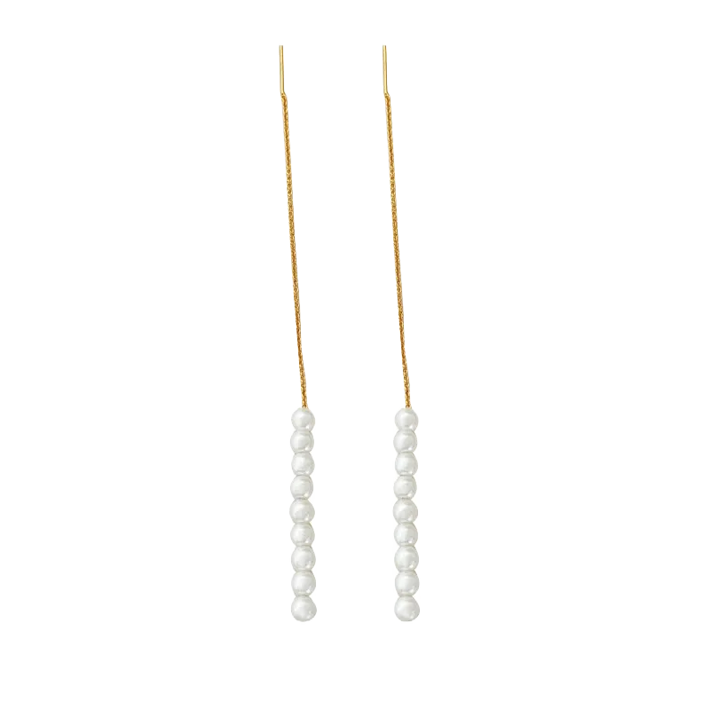 Pearl Drop Threader Earrings