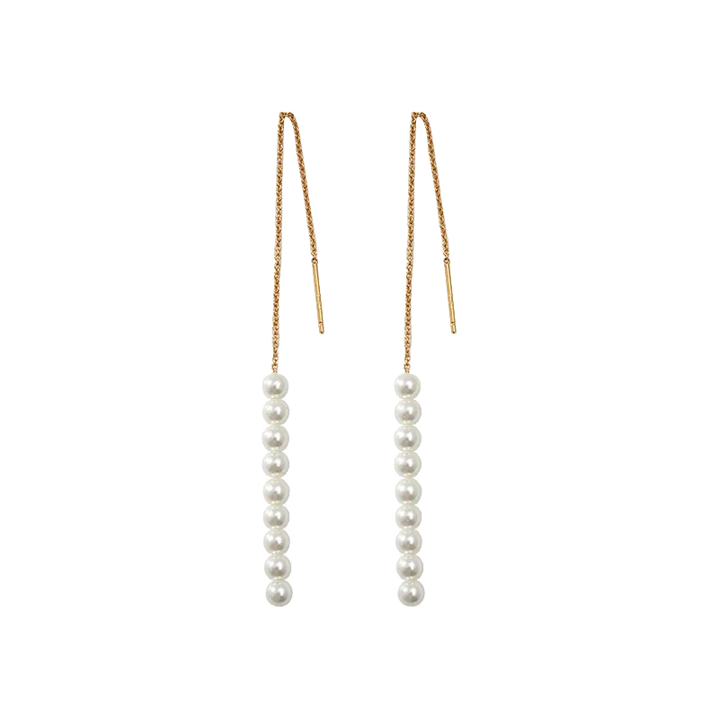 Pearl Drop Threader Earrings