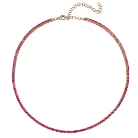 Pink Sapphire Tennis Necklace